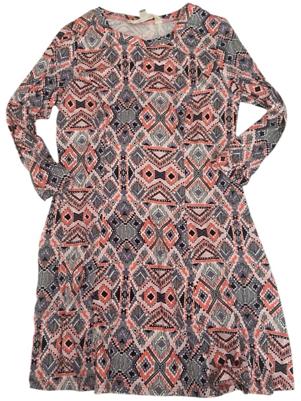 GIRLS BILLABONG PRINTED LONG SLEEVE DRESS SIZE MEDIUM